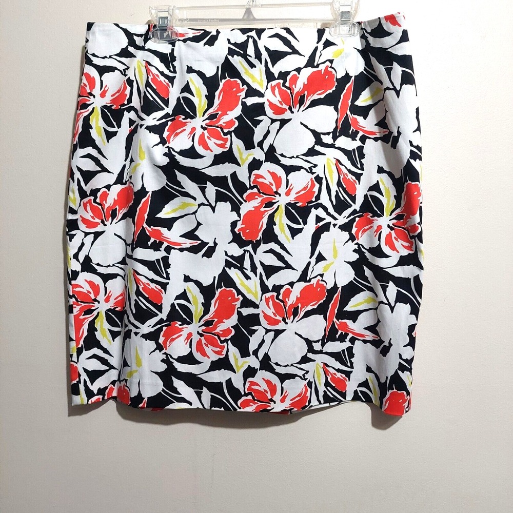 Jones Wear Womens 16‎ Pencil Skirt Stretch Knee Length Floral Back Zip Slit NEW